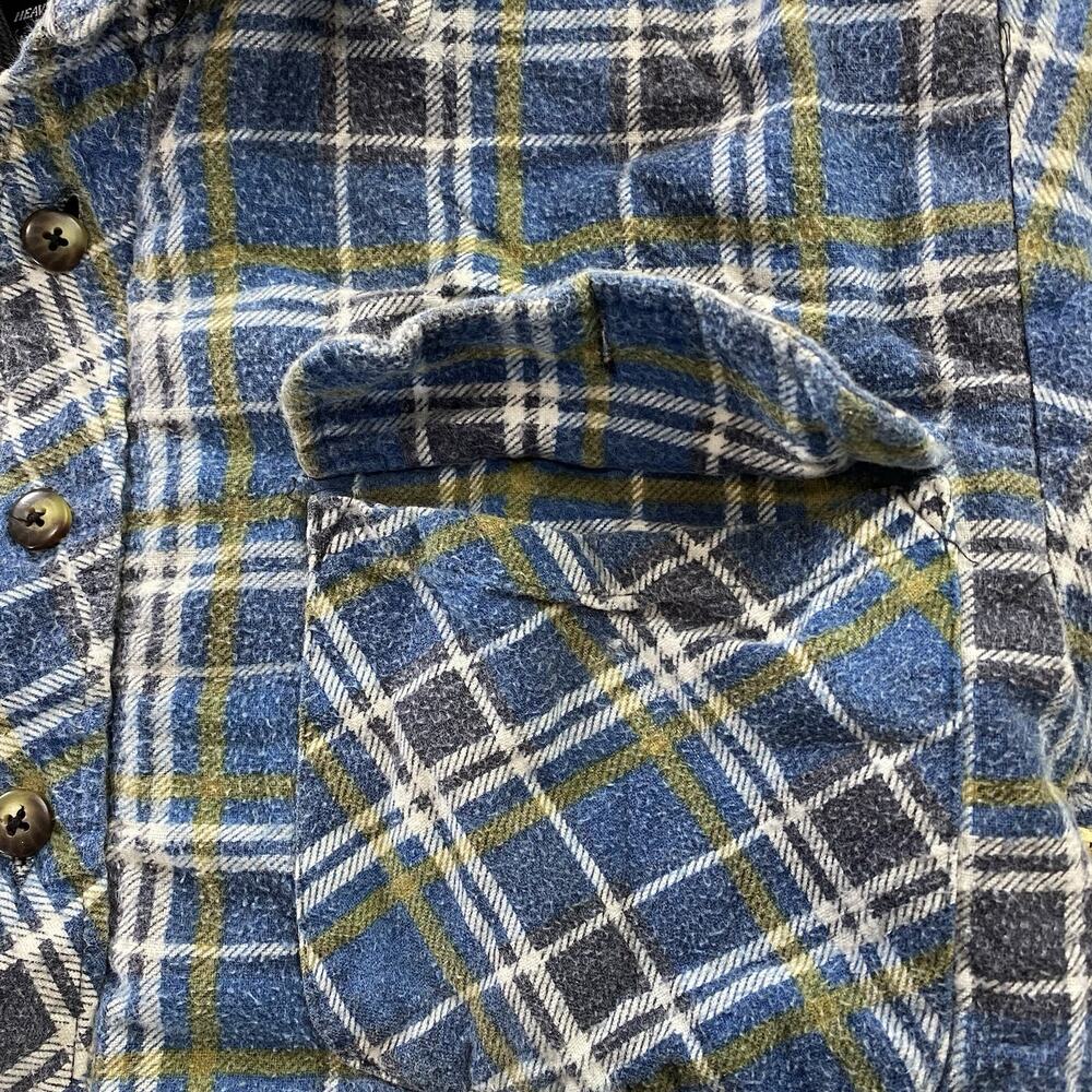 Grit Iron Workwear M Button Up Sherpa Lined Flannel Hooded Jacket Blue - Picture 5 of 8